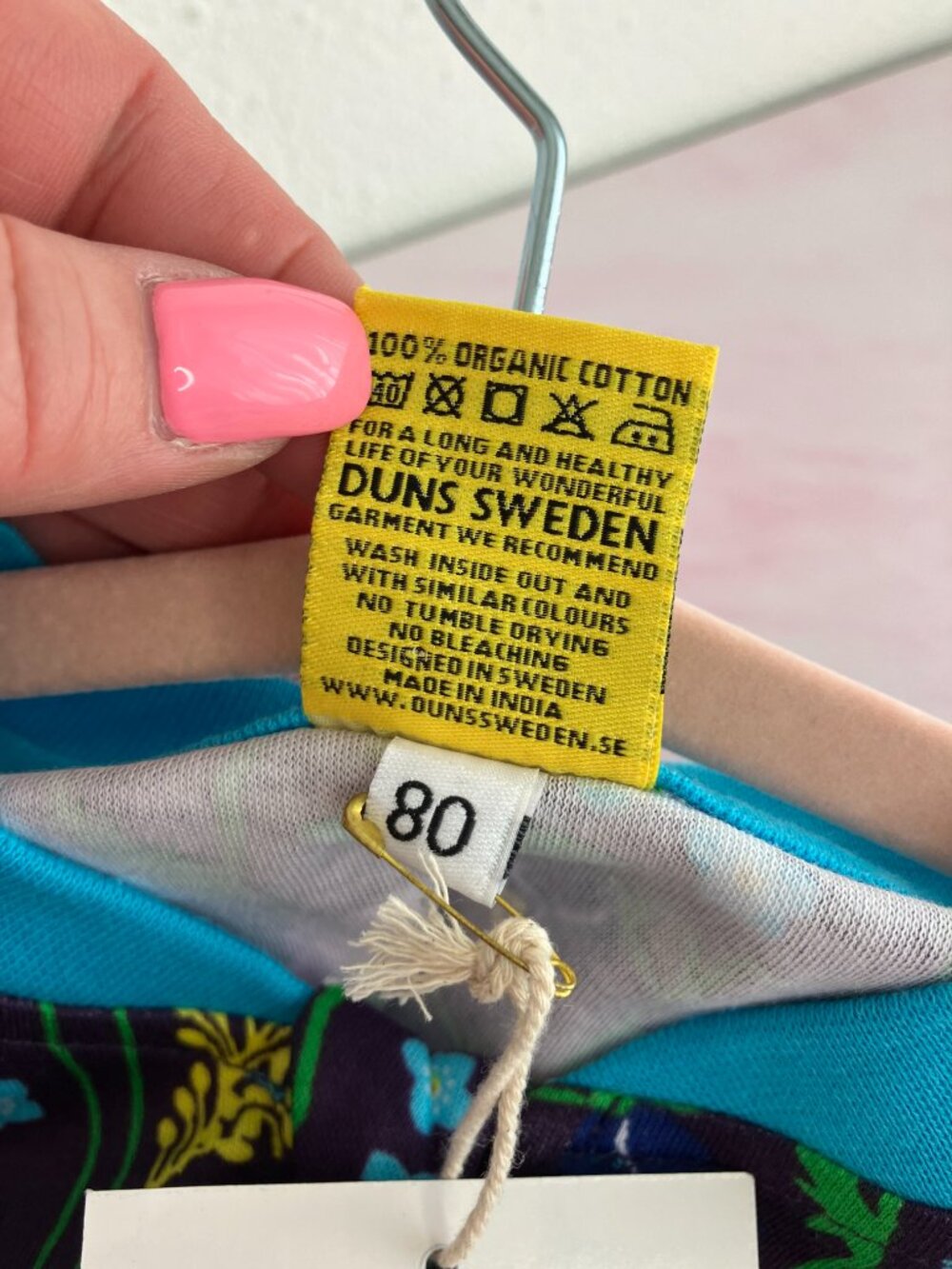 NWT DUNS Sweden zip suit romper floral organic cotton turquoise trim 9-12 months - Picture 3 of 8